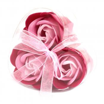 3 Seifenrosen in der Herzbox | Pink Rose